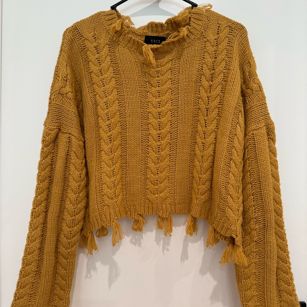 Vici Mustard Cable Knit Sweater
